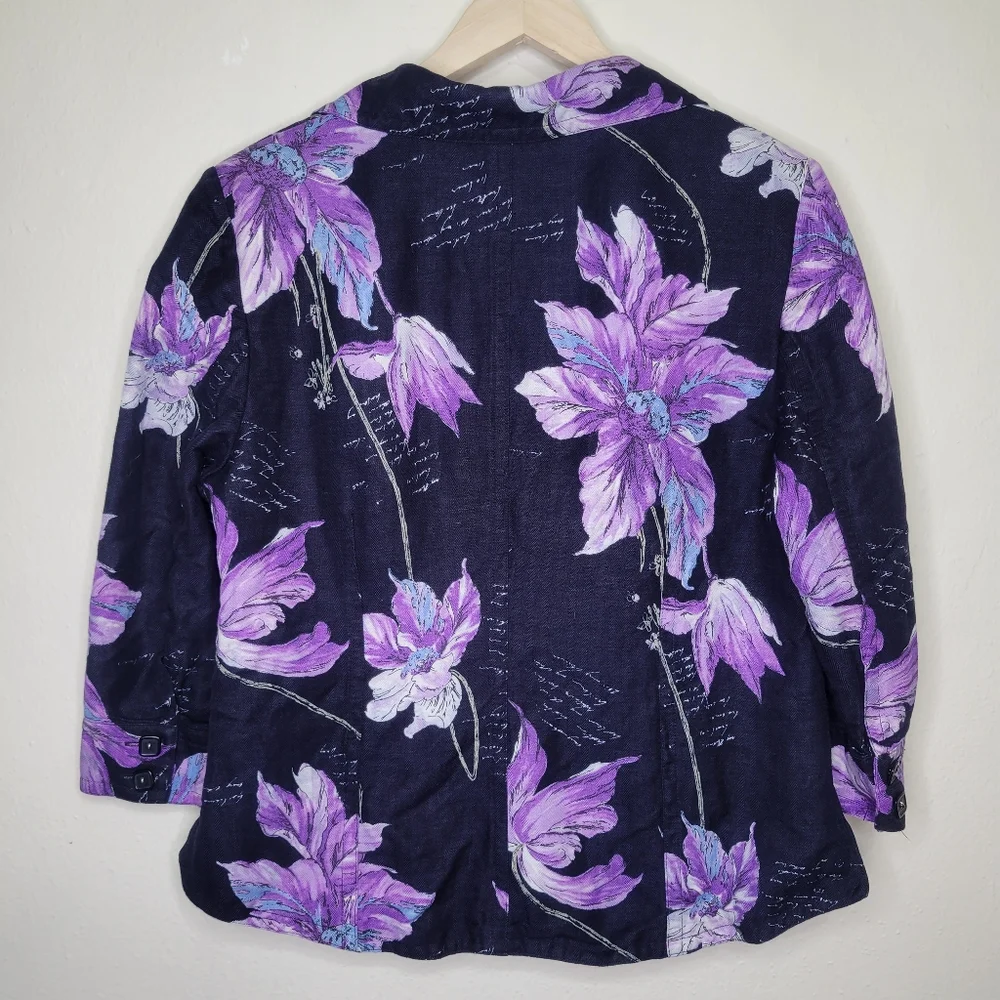 Emma James Linen Blend Floral Blazer, Size 12